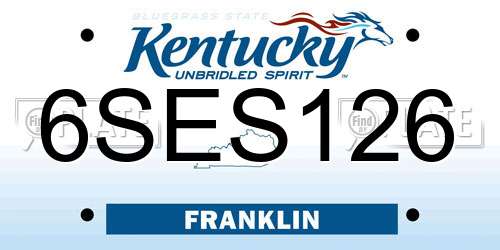 6SES126 Kentucky License Plate