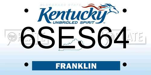 6SES64 Kentucky License Plate