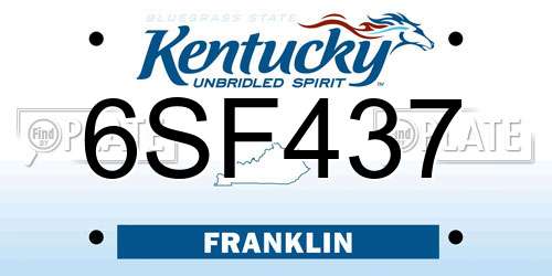 6SF437 Kentucky License Plate