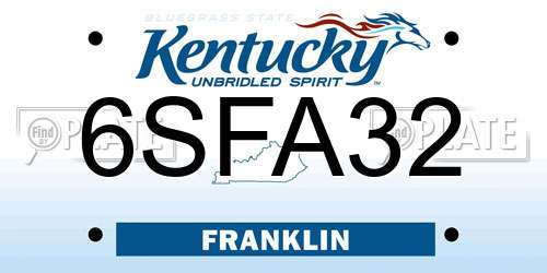 6SFA32 Kentucky License Plate