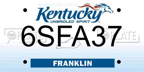 6SFA37 Kentucky License Plate