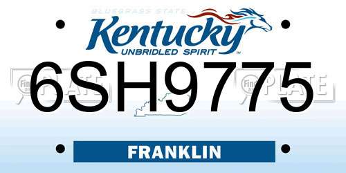 6SH9775 Kentucky License Plate