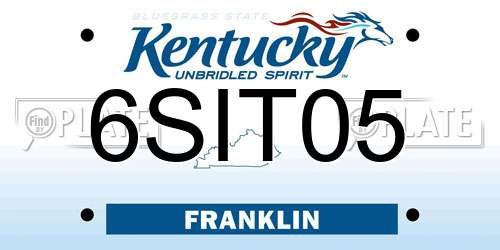 6SIT05 Kentucky License Plate