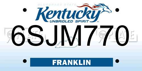 6SJM770 Kentucky License Plate