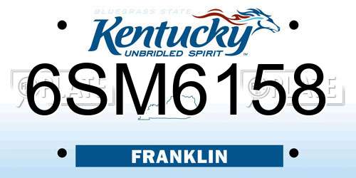 6SM6158 Kentucky License Plate