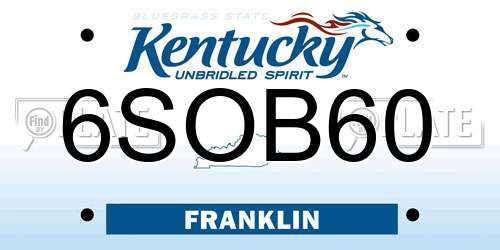 6SOB60 Kentucky License Plate