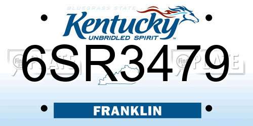 6SR3479 Kentucky License Plate