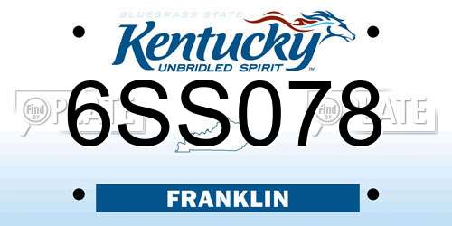 6SS078 Kentucky License Plate