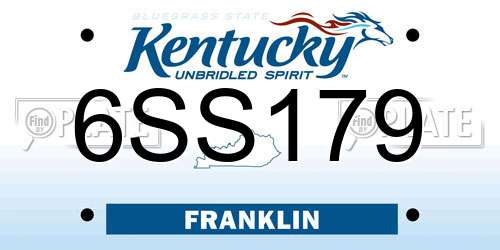 6SS179 Kentucky License Plate