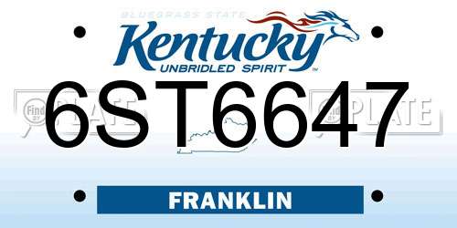 6ST6647 Kentucky License Plate