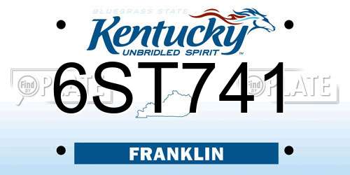 6ST741 Kentucky License Plate