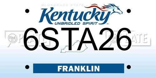 6STA26 Kentucky License Plate