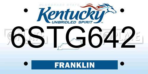 6STG642 Kentucky License Plate