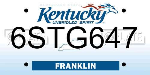6STG647 Kentucky License Plate