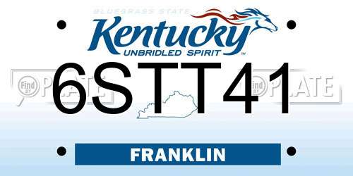 6STT41 Kentucky License Plate