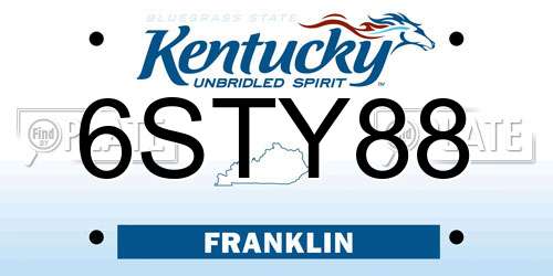 6STY88 Kentucky License Plate