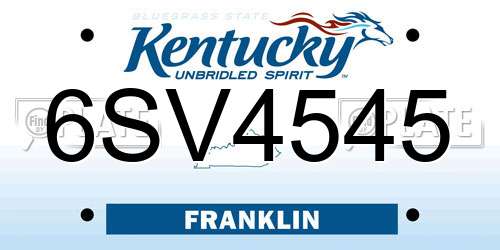 6SV4545 Kentucky License Plate
