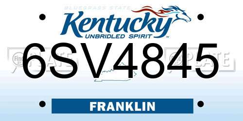 6SV4845 Kentucky License Plate