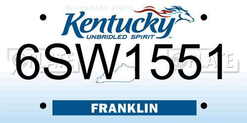 6SW1551 Kentucky License Plate