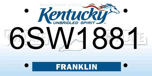 6SW1881 Kentucky License Plate