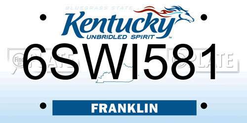 6SWI581 Kentucky License Plate
