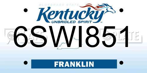 6SWI851 Kentucky License Plate