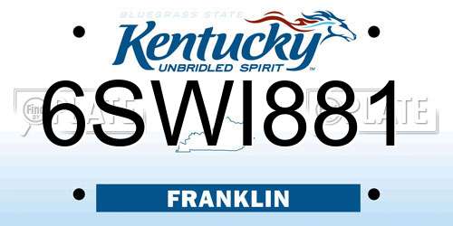 6SWI881 Kentucky License Plate