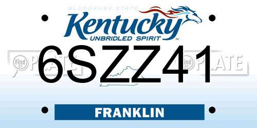 6SZZ41 Kentucky License Plate