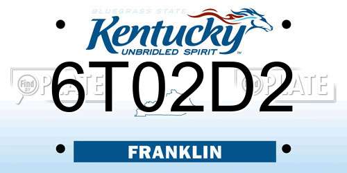 6T02D2 Kentucky License Plate