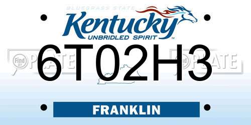 6T02H3 Kentucky License Plate