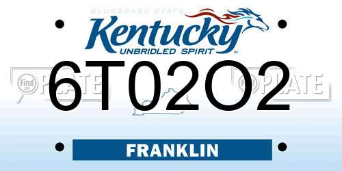 6T02O2 Kentucky License Plate