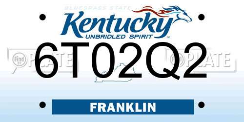 6T02Q2 Kentucky License Plate