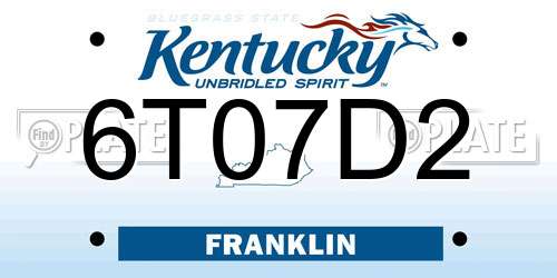6T07D2 Kentucky License Plate