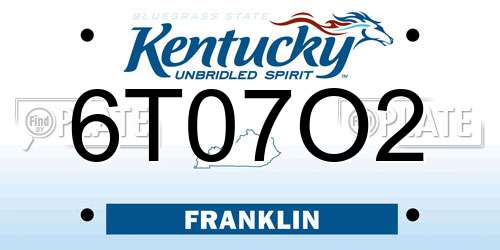 6T07O2 Kentucky License Plate
