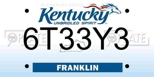 6T33Y3 Kentucky License Plate