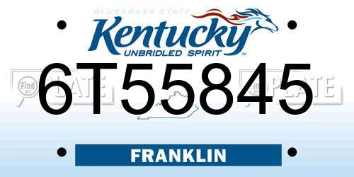 6T55845 Kentucky License Plate