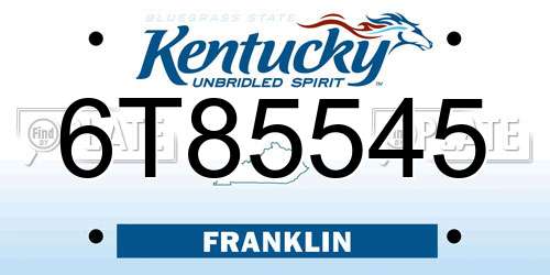 6T85545 Kentucky License Plate