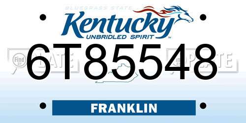 6T85548 Kentucky License Plate