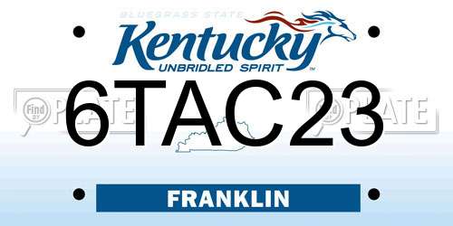 6TAC23 Kentucky License Plate