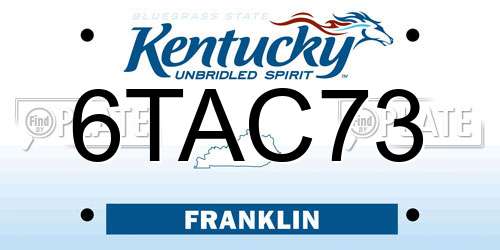 6TAC73 Kentucky License Plate