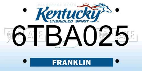 6TBA025 Kentucky License Plate