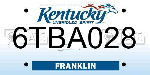 6TBA028 Kentucky License Plate