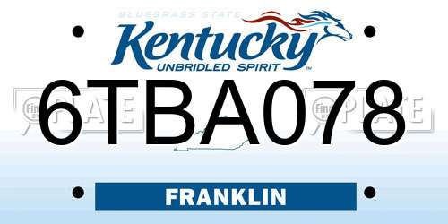 6TBA078 Kentucky License Plate