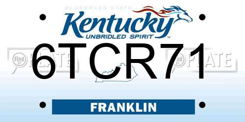 6TCR71 Kentucky License Plate