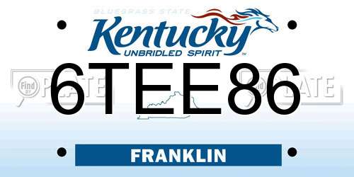 6TEE86 Kentucky License Plate
