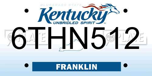 6THN512 Kentucky License Plate