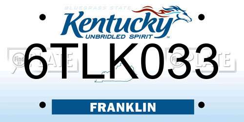 6TLK033 Kentucky License Plate