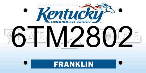 6TM2802 Kentucky License Plate