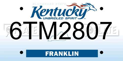 6TM2807 Kentucky License Plate