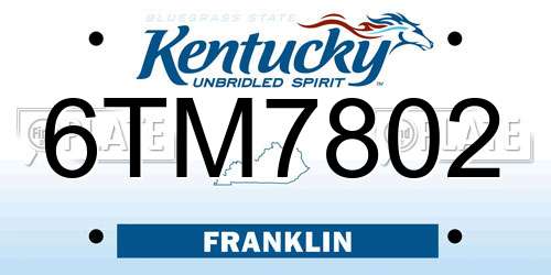 6TM7802 Kentucky License Plate